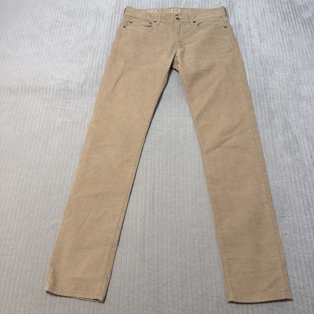 J Crew 484 Corduroy Pants Mens 30x34 Beige Straight Stretch Classic Trouser
